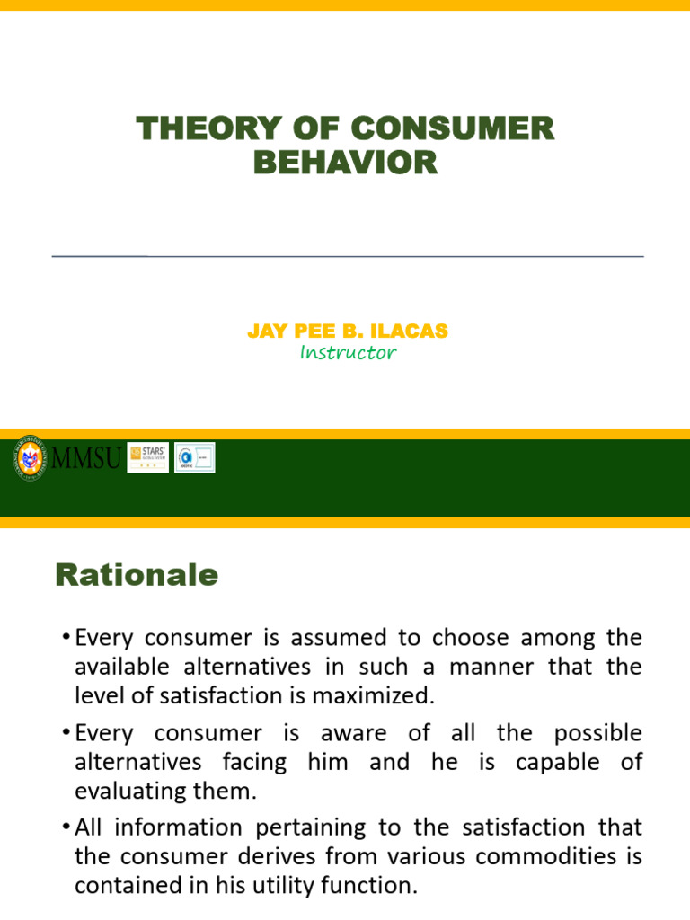 Understanding Consumer Behavior Theory | PDF | Utility | Marginal Utility
