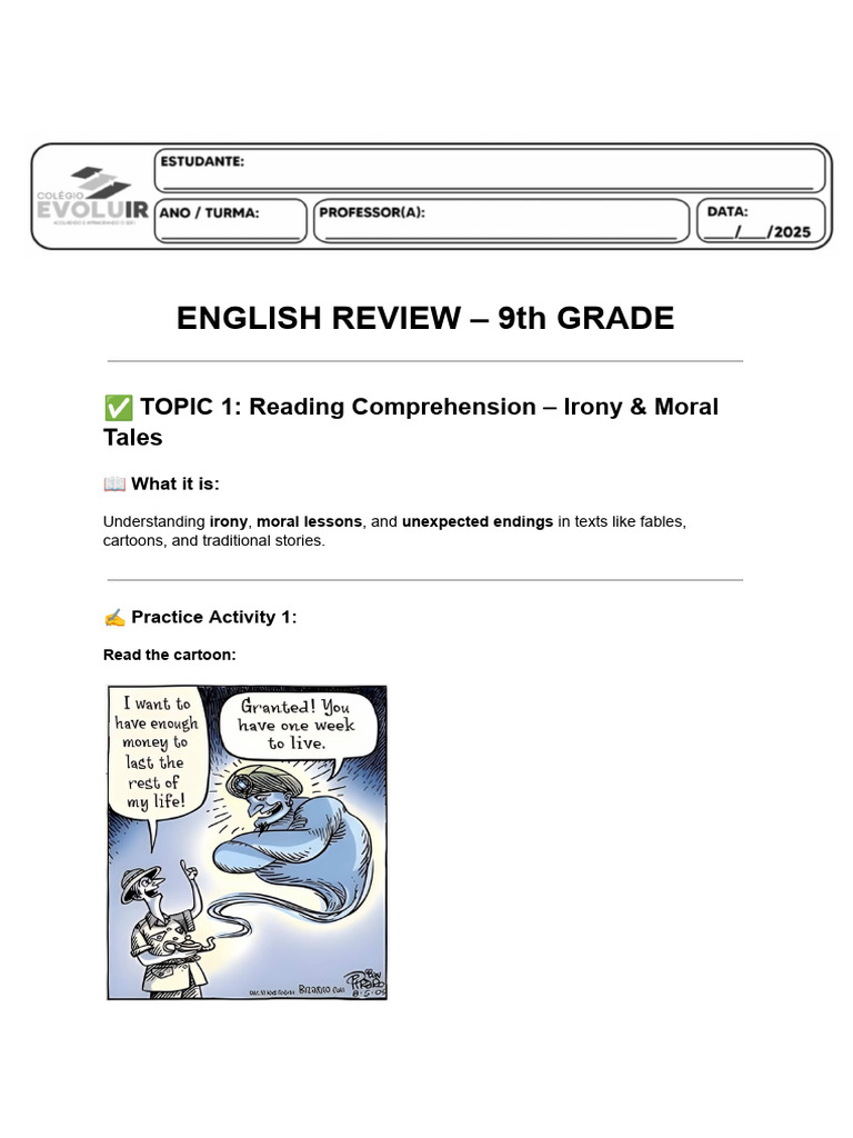 9th Grade English Review Guide | PDF | Linguistics