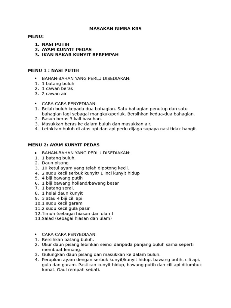 Masakan Rimba Krs | PDF