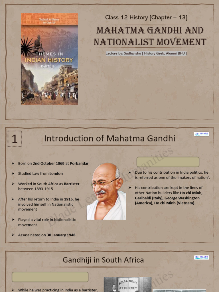 Chapter 11 - Mahatma Gandhi and Nationalist Movement | PDF | Mahatma ...