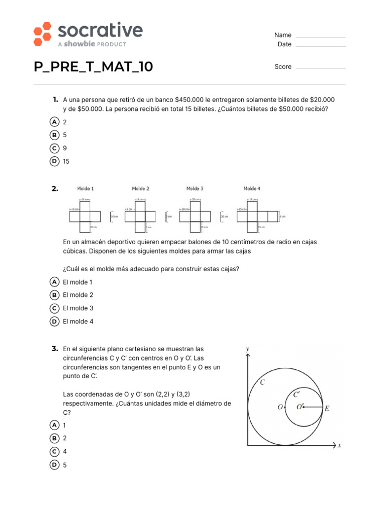 Quiz P Pre T Mat 10 | PDF