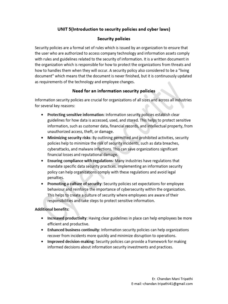 Security Policies and Cyber Laws Overview | PDF | Computer Security ...