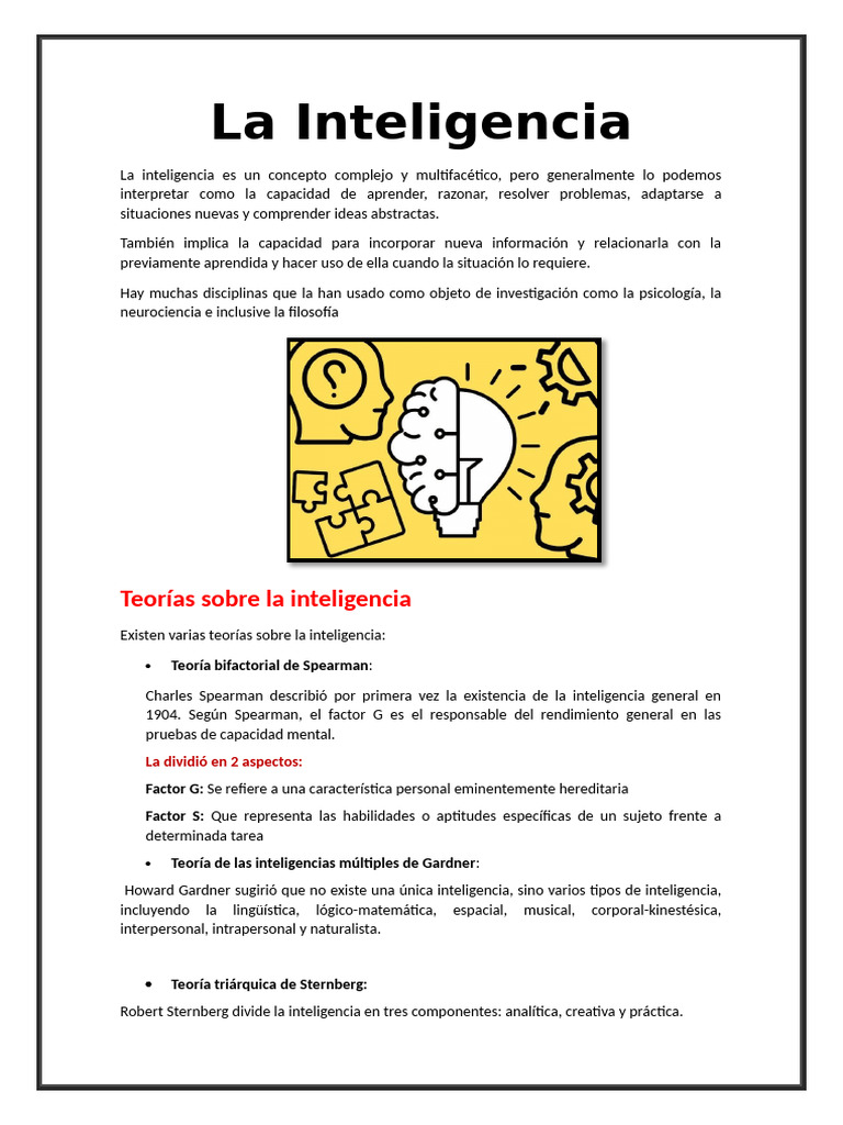 Teorías y desarrollo de la inteligencia | PDF | Inteligencia | Cociente ...