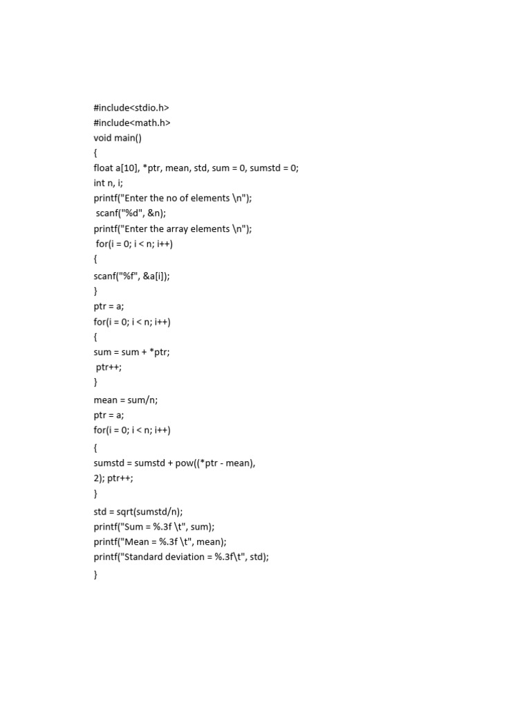 C Program for Array Statistics and File Copy | PDF | Computer ...