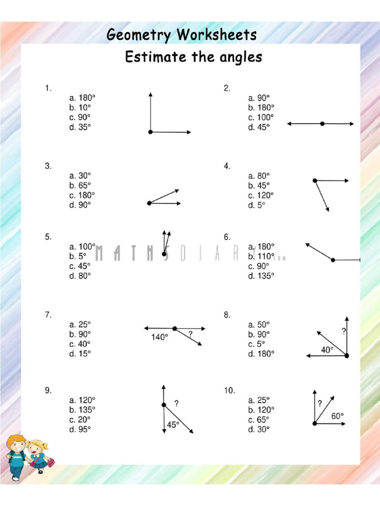 Estimate The Angles Worksheet 2 | PDF