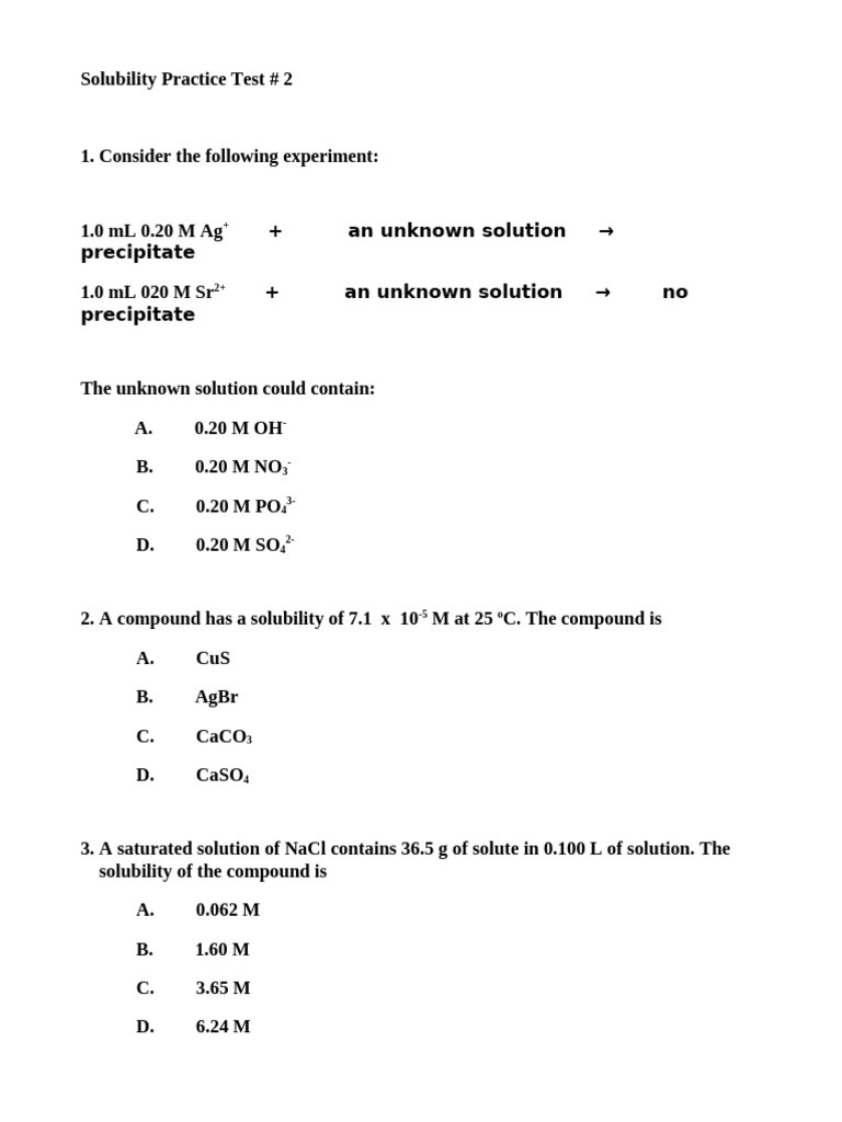 Solubility Constant Expressions Guide | PDF | Solubility | Physical ...
