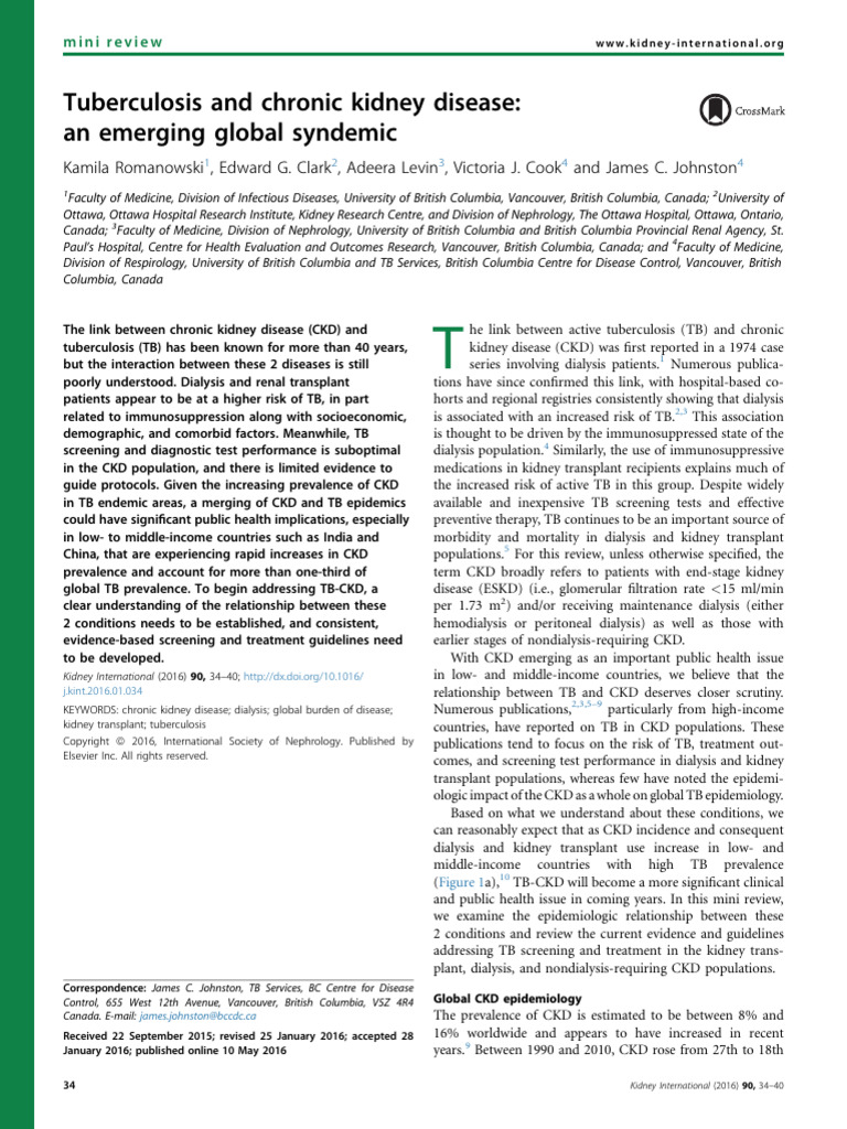 TB and CKD: Global Health Implications | PDF | Chronic Kidney Disease ...