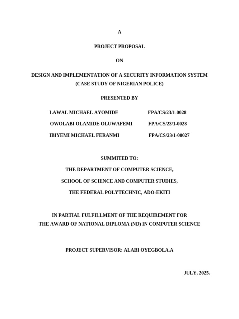 Security Info System for Nigerian Police | PDF | Computer Security ...