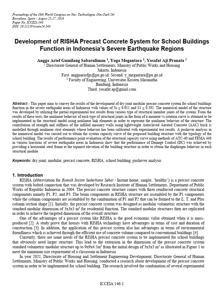 RISHA Precast System for Schools in Indonesia | PDF | Strength Of ...