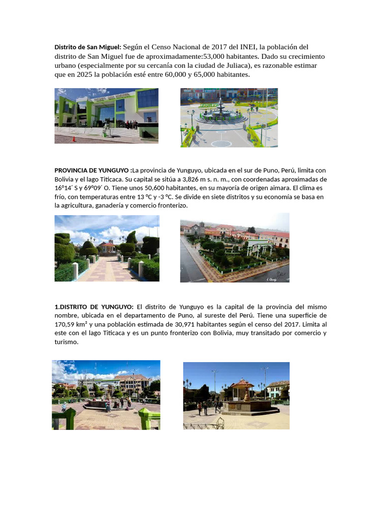 Población y distritos de Puno, Perú | PDF