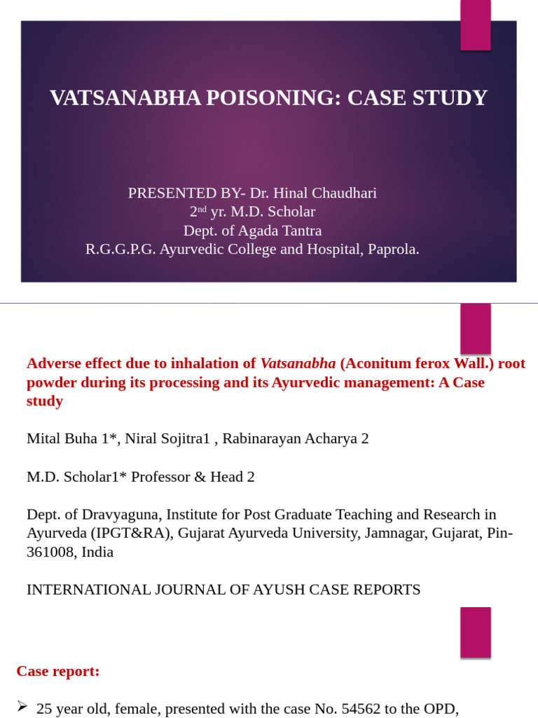 Vatsanabha Poisoning Case Study | PDF | Cough