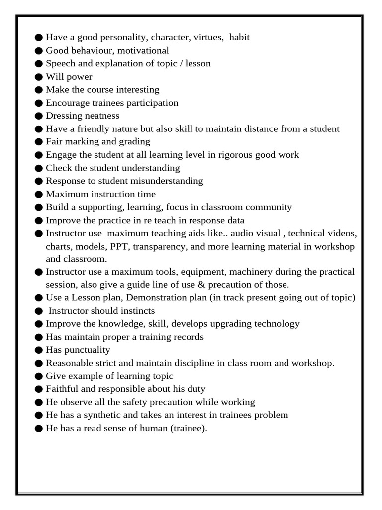 Effective Instructor Qualities for Training | PDF