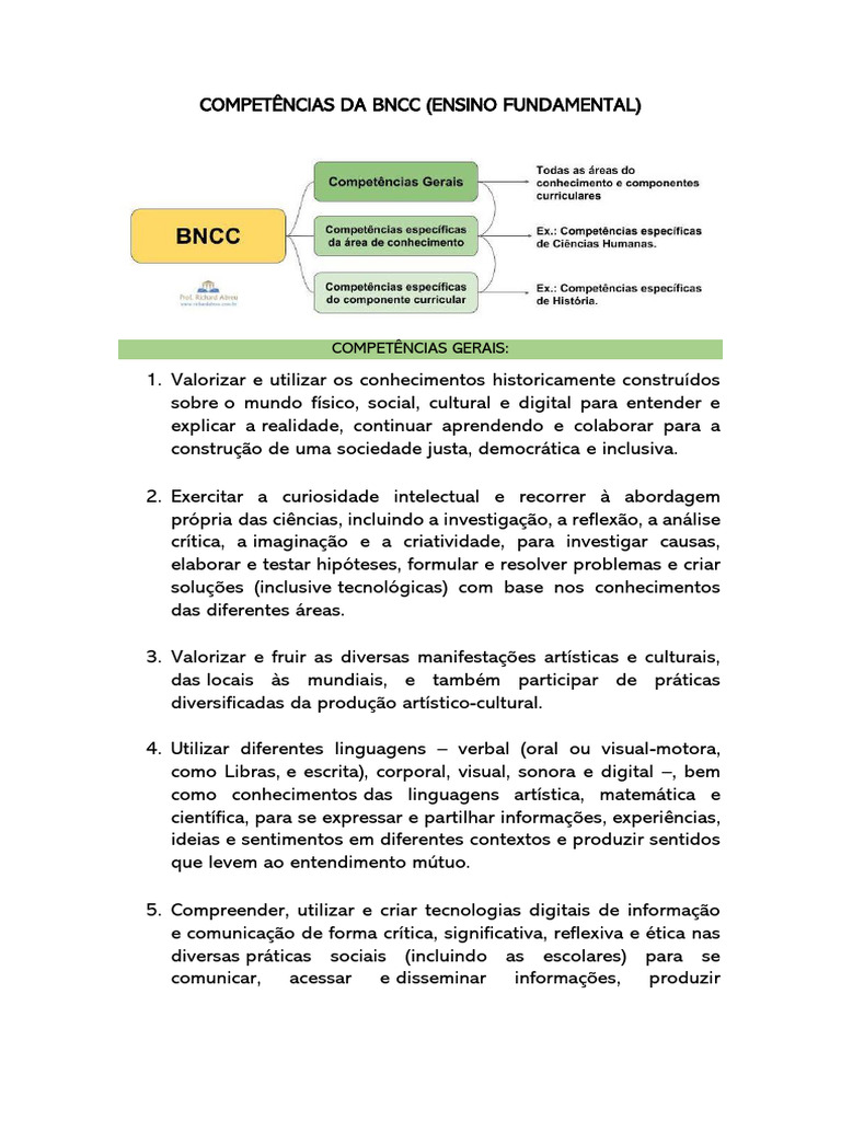 Competências da BNCC no Ensino Fundamental | PDF | Science | Sociedade
