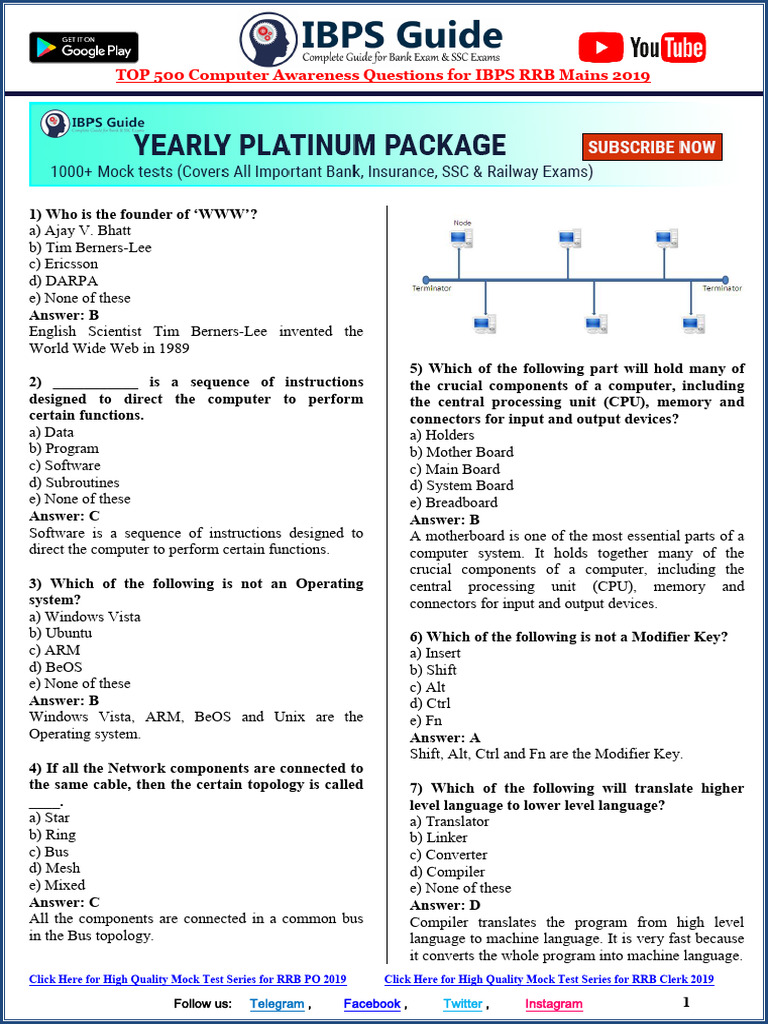 Top 500 Computer Awareness Ebook-1751551271466 | PDF | Osi Model ...