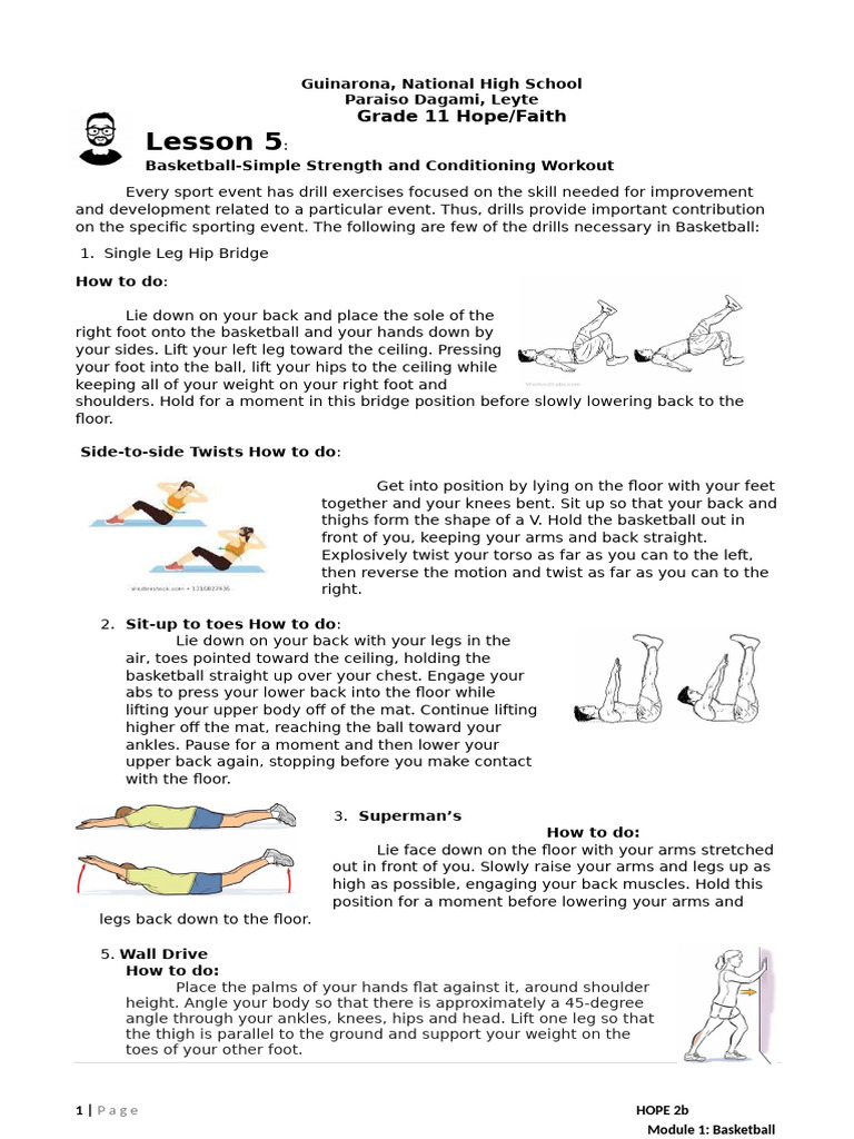 Basketball Strength & Conditioning Drills | PDF | Foot ...