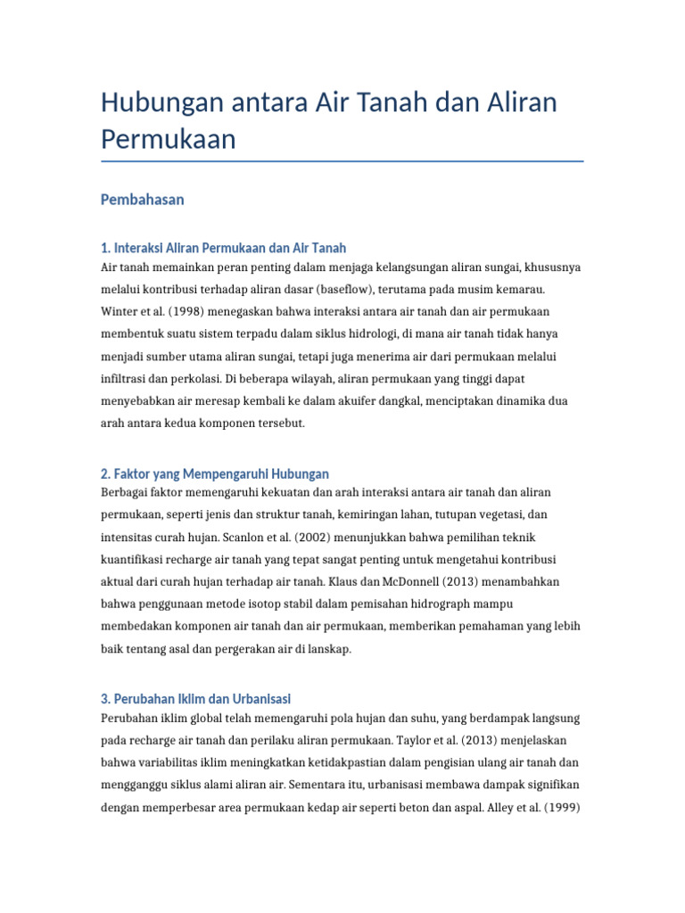 Interaksi Air Tanah dan Aliran Permukaan | PDF