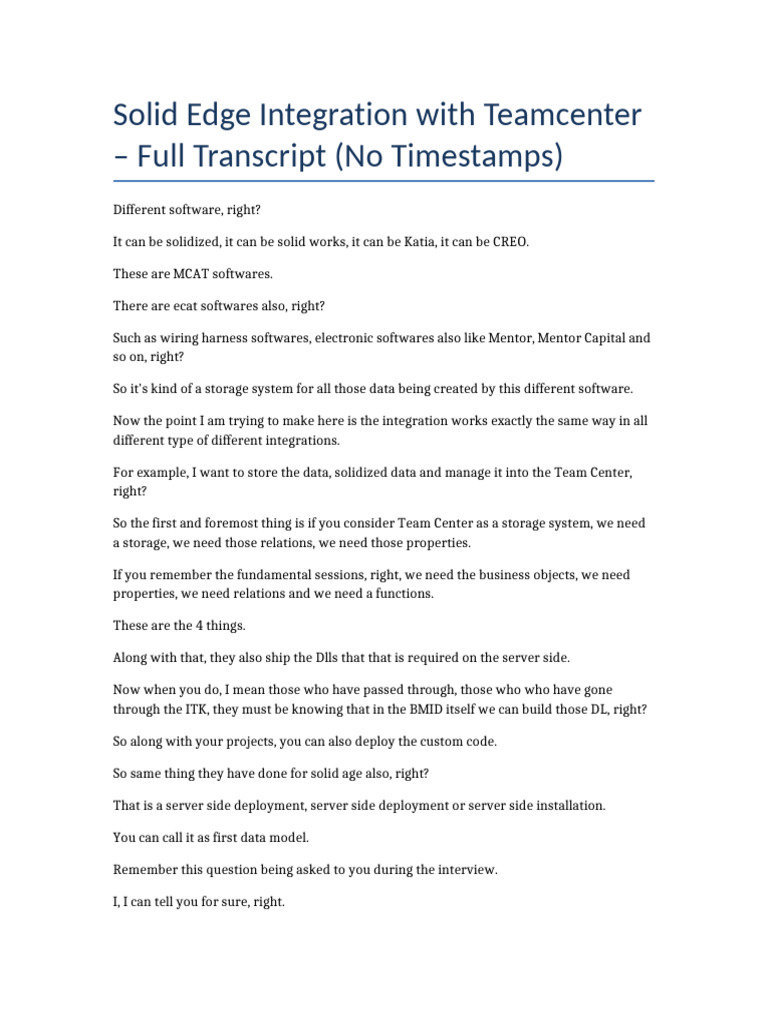 Solid Edge and Teamcenter Integration Guide | PDF | Client–Server Model ...