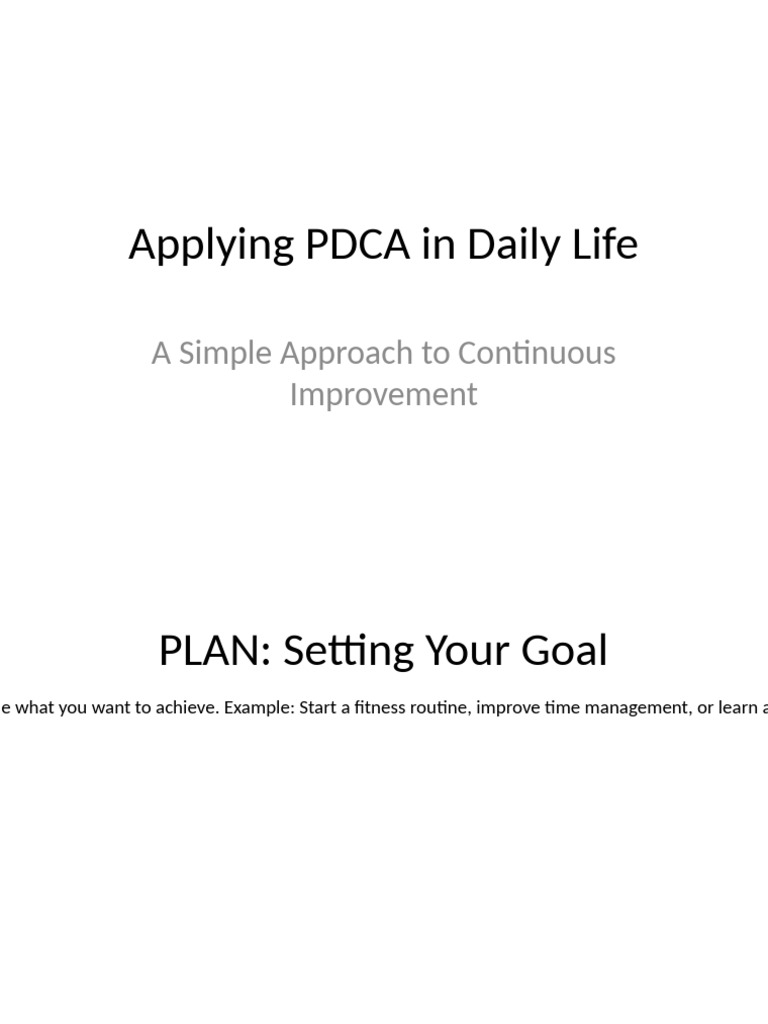 Implementing PDCA for Daily Improvement | PDF