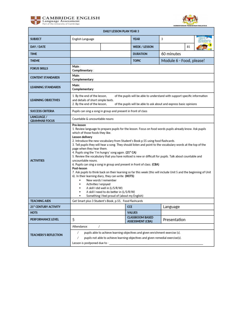 RPH Bi Year 3 Module 6 Lp81 l96 | PDF | Lesson Plan | Teachers