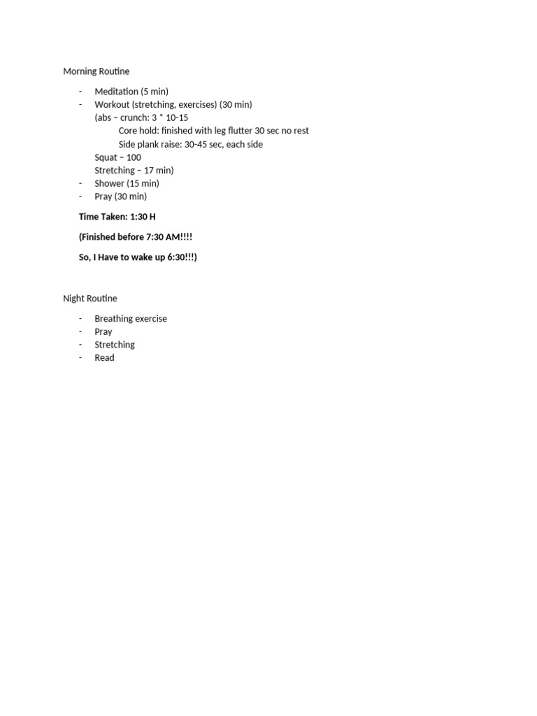 Morning Routine | PDF