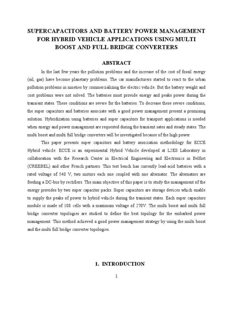 Supercapacitor Applications in Hybrid Vehicles | PDF | Rectifier ...