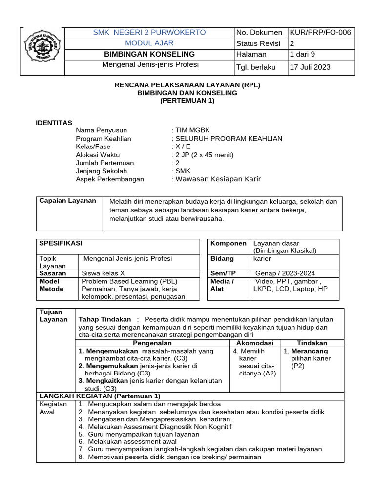 RPL BK Fix - Mengenal Jenis-Jenis Profesi | PDF