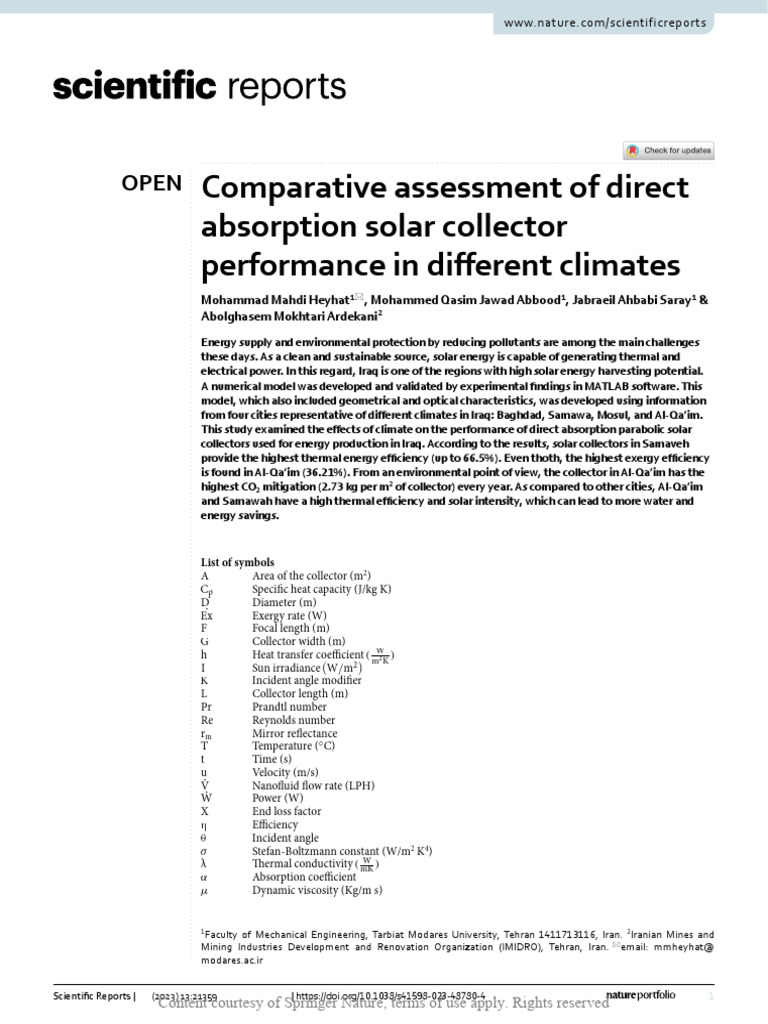 Iraq Climate Zones-Absorption Solar Collector | PDF | Heat Transfer ...