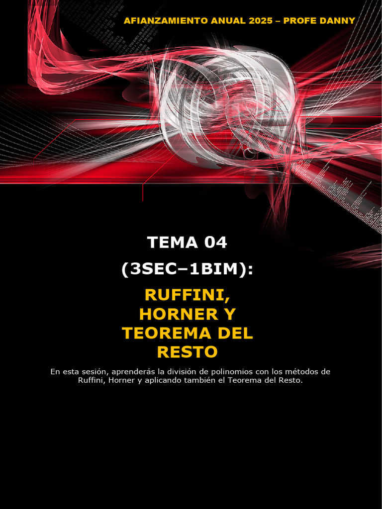 3ro - 1er Bim - Tema 05 - Ejercicios Ruffini Horner y Teorema Del Resto ...