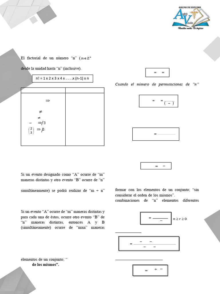 Análisis Combinatorio y Factoriales | PDF | Combinatoria | Permutación