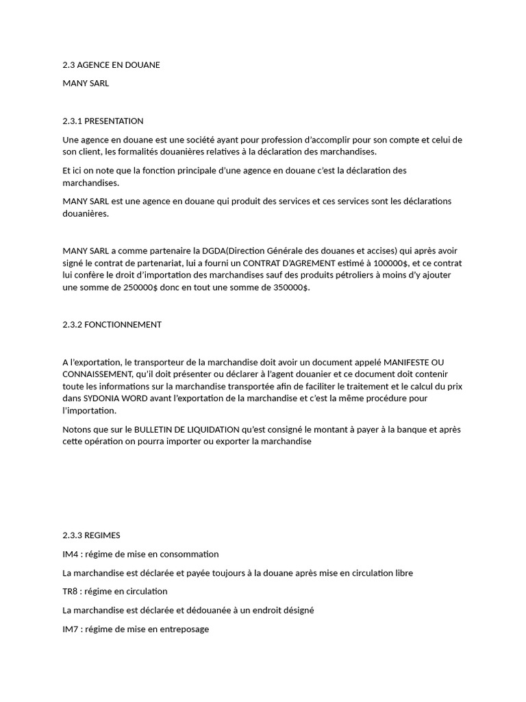 Agence en Douane | PDF