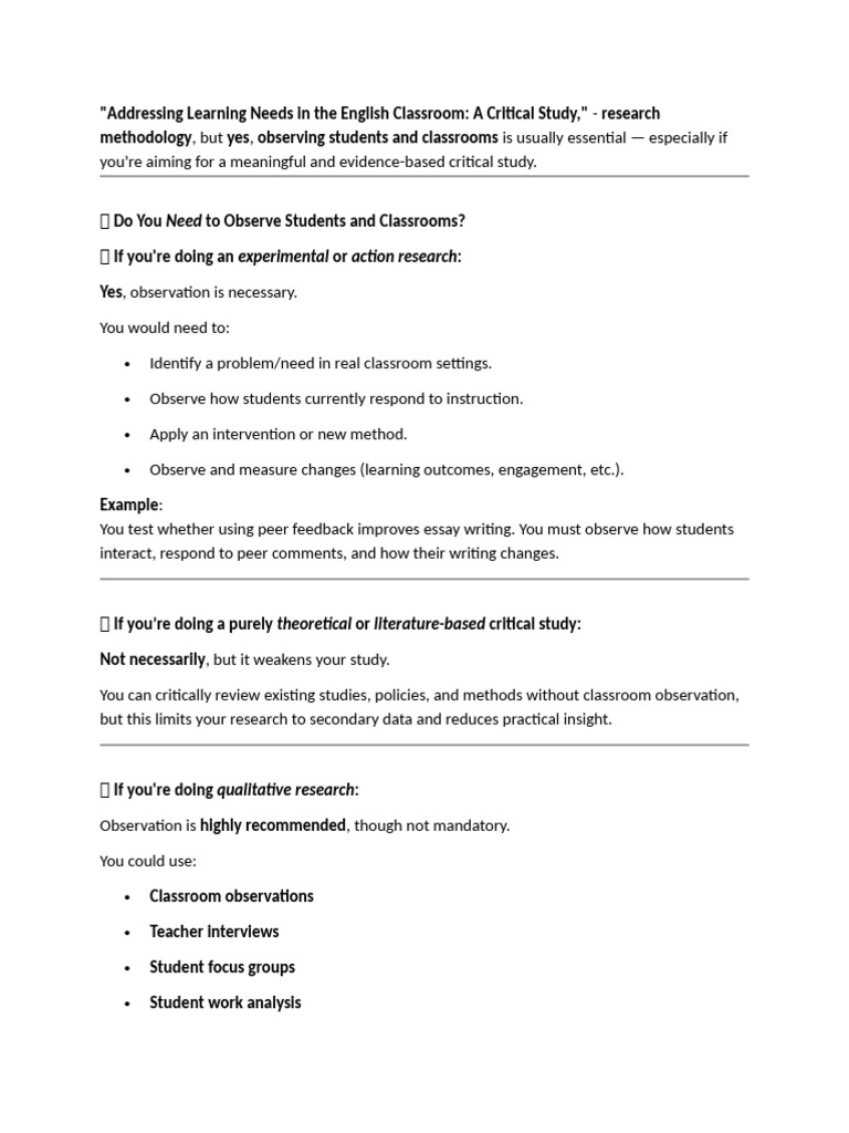 Observing Students for Effective Research | PDF