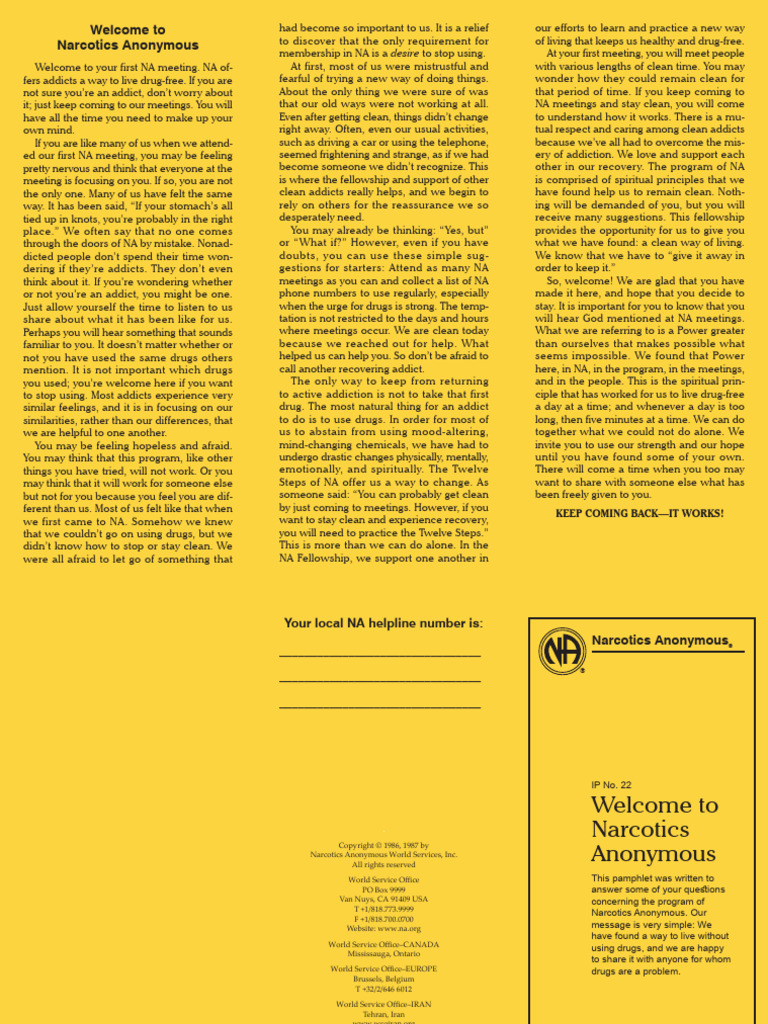 Welcome to Narcotics Anonymous | PDF
