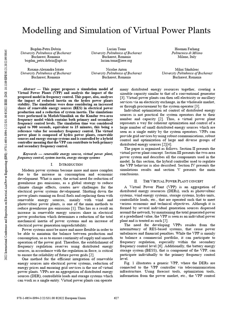 Virtual Power Plant Simulation Model | PDF | Distributed Generation ...