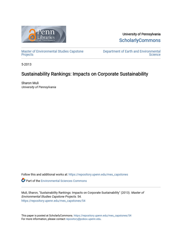 Sustainability Rankings Impact On Corporate Sustainability | PDF ...