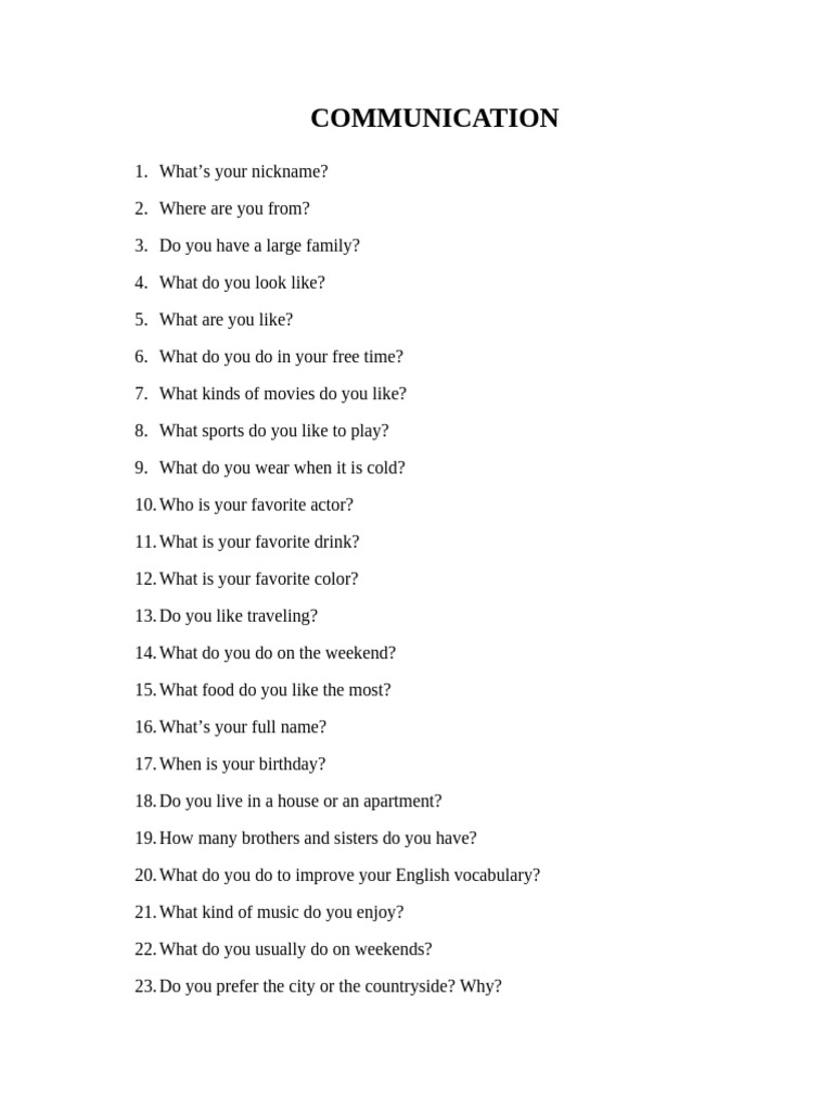 30 Engaging Questions for Conversation | PDF
