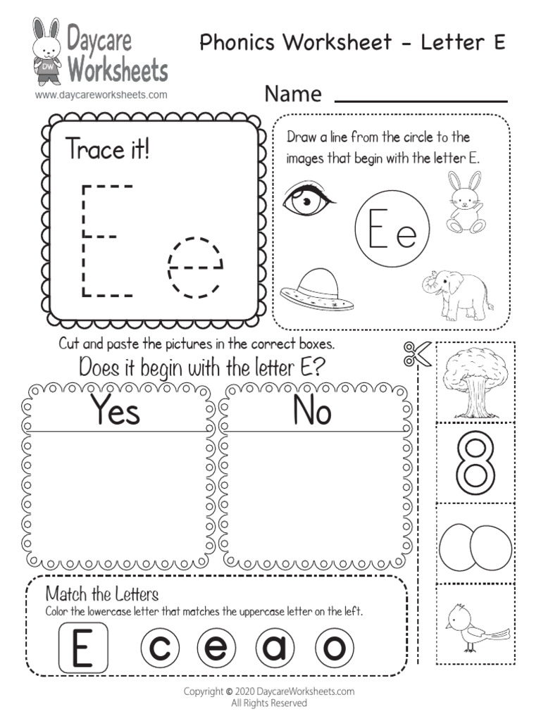 Beginning Sounds e Phonics Worksheet | PDF