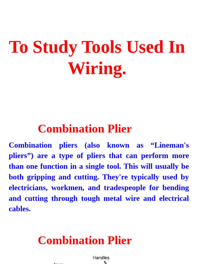 Essential Tools for Wiring Projects | PDF | Screw | Drill