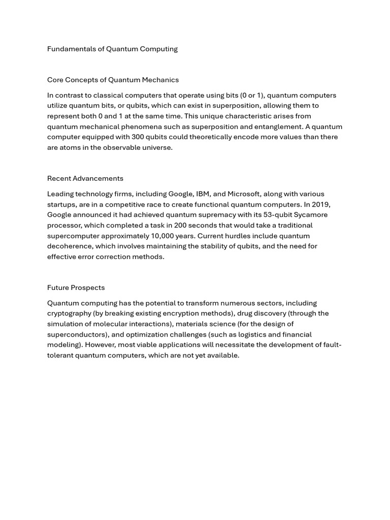 Quantum Computing Fundamentals Explained | PDF