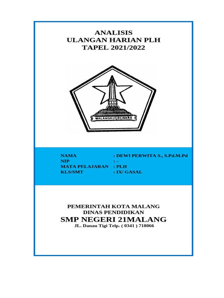 Analisis Ulangan Harian PLH Dewi P. | PDF