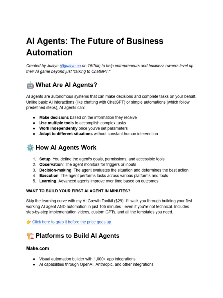 Master AI Agents for Business Success | PDF | Artificial Intelligence ...