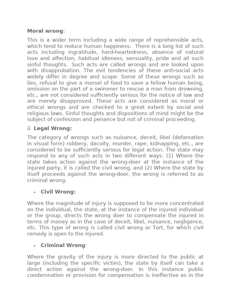 Understanding Civil and Criminal Wrongs | PDF | Tort | Damages