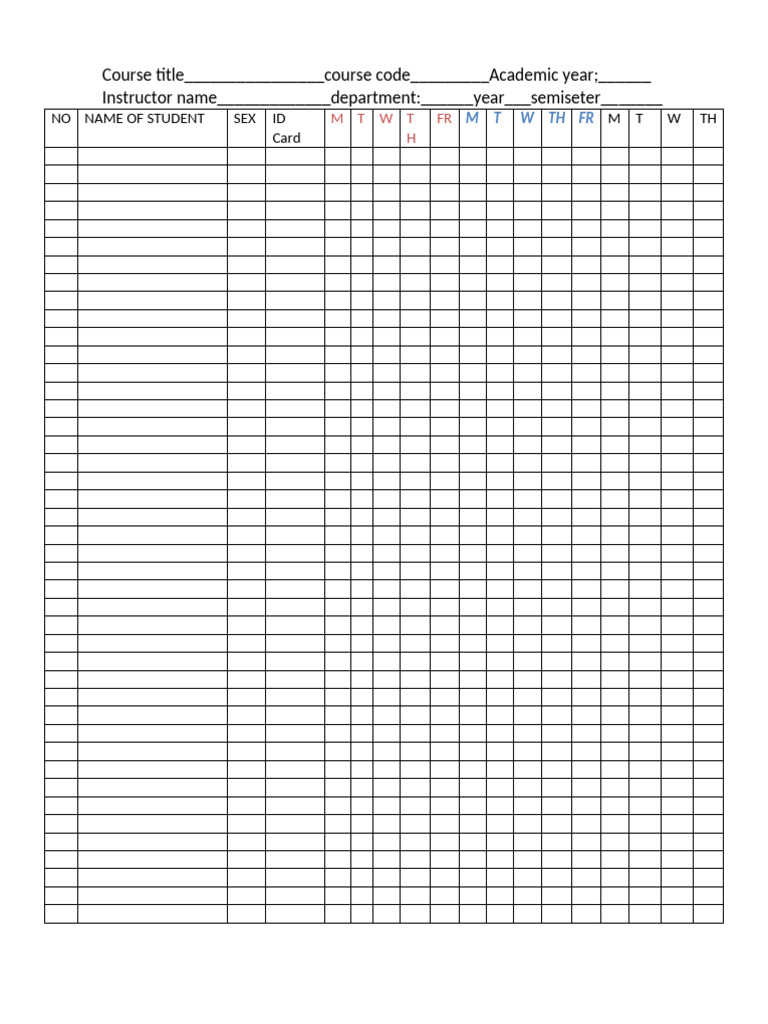 Course Registration Template | PDF
