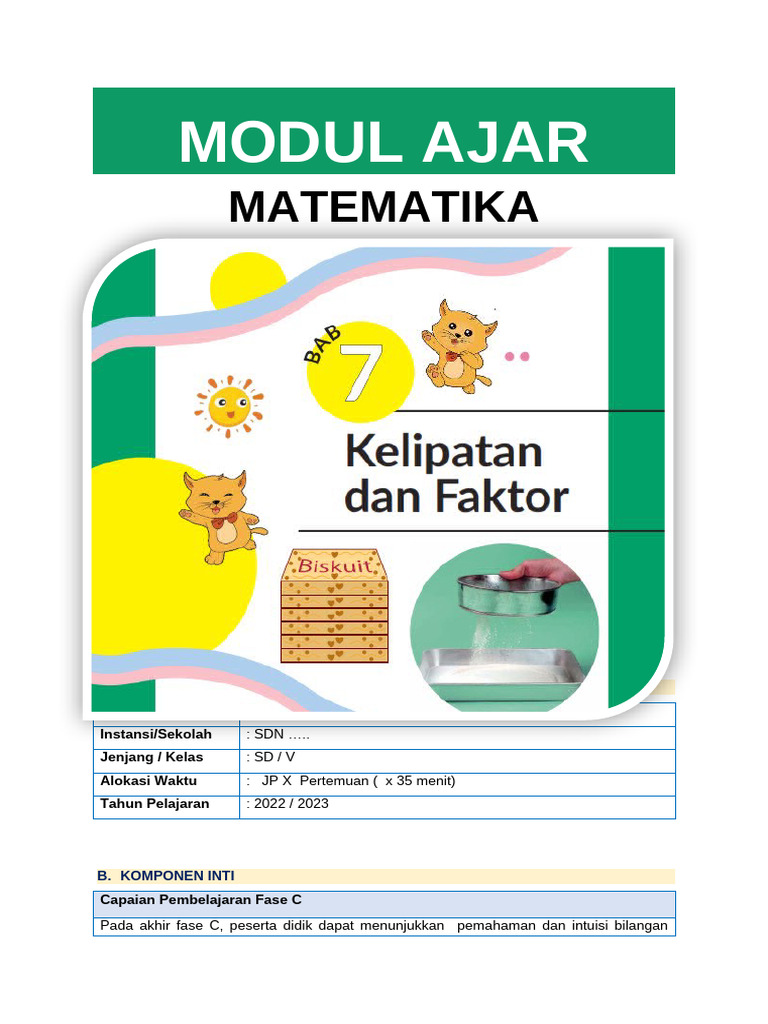 Modul Ajar Matematika Kelas V SD | PDF