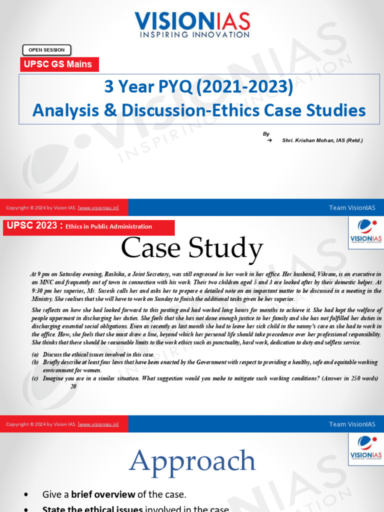 3 Year PYQ (2021-2023) Analysis & Discussion-Ethics Case Studies | PDF ...
