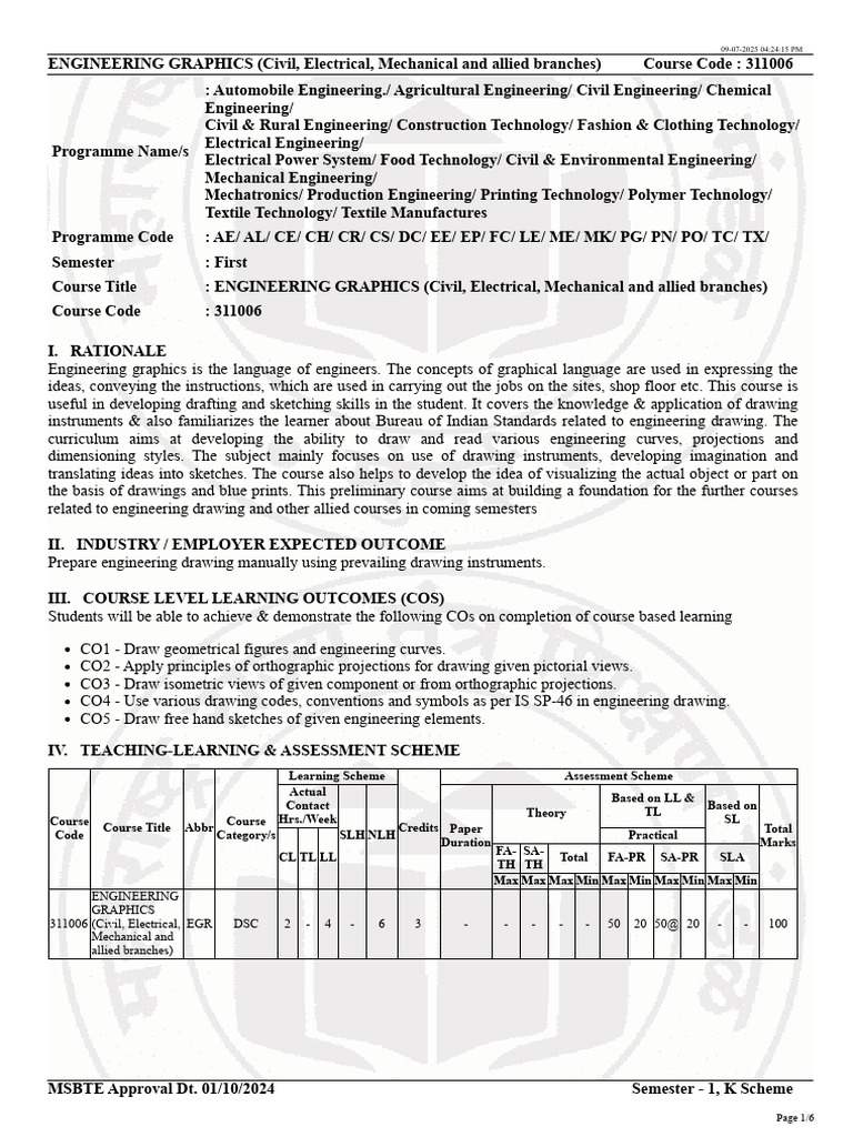 Engineering Graphics Course Overview | PDF | Engineering | Technical ...