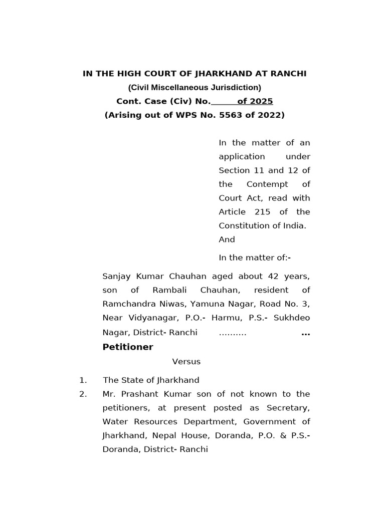 Contempt Case: Sanjay Kumar Chauhan | PDF | Separation Of Powers ...