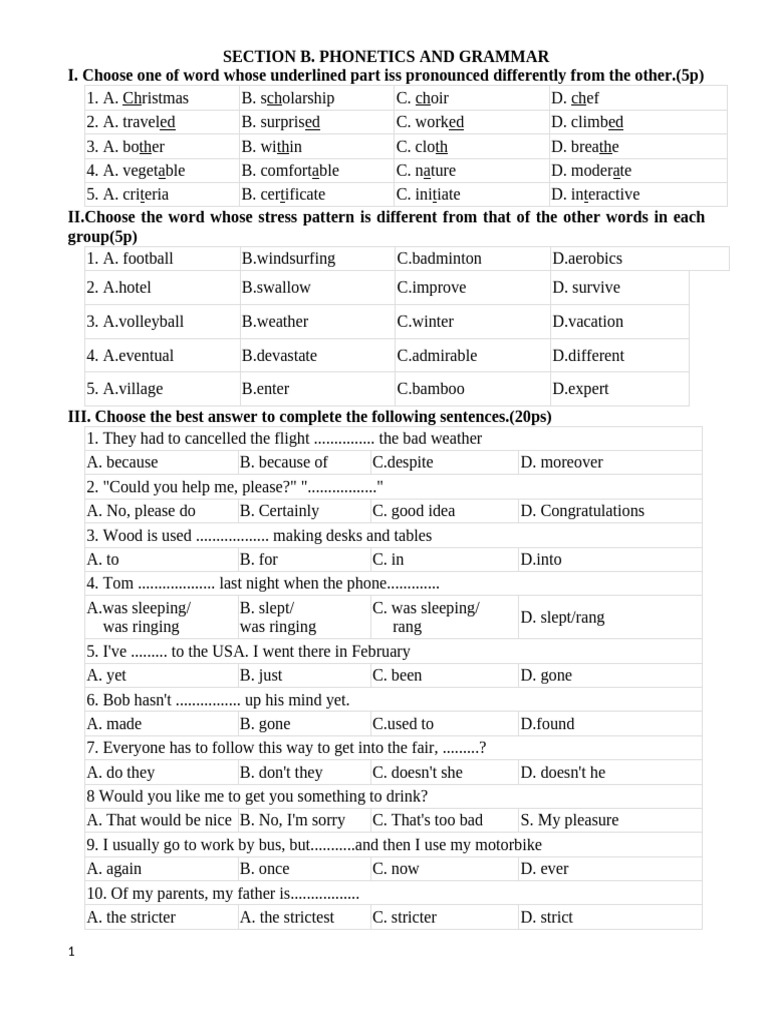Phonetics and Grammar Exercises | PDF