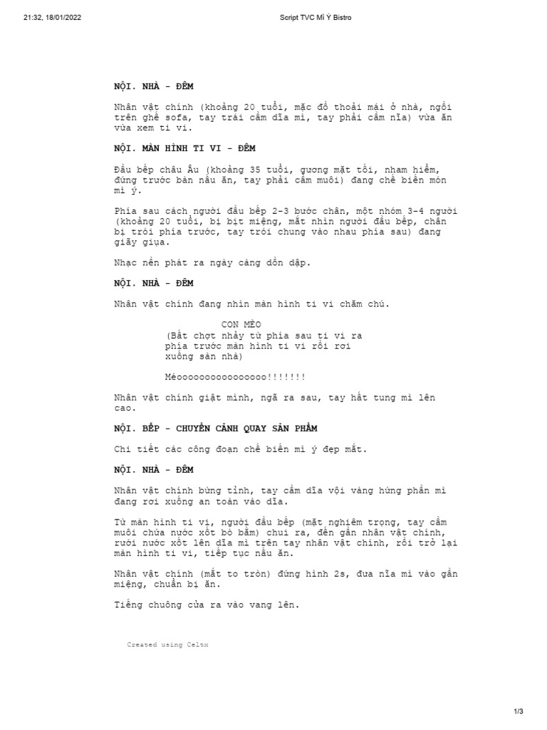 Script TVC Mi Y Bistro4 | PDF