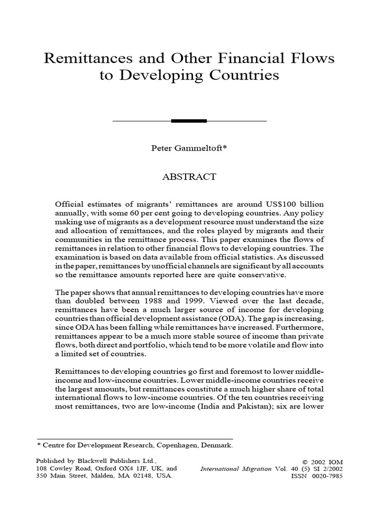 Remittances to Developing Countries | PDF | Remittance | Human Migration