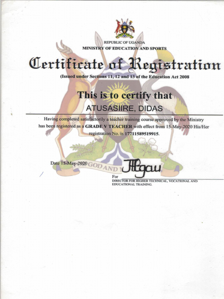 Certificate of Registration Diploma | PDF